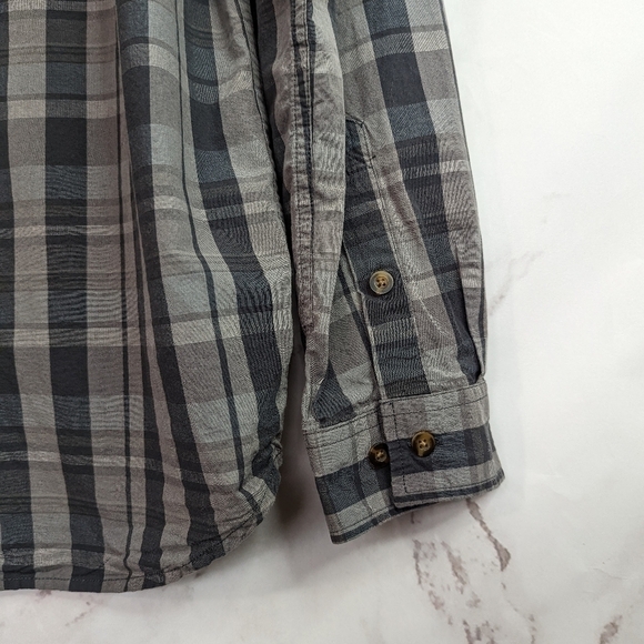 Carhartt Men Long Sleeve Medium Button Up Plaid Shirt Gray Collared Top - Picture 7 of 11